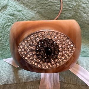Source Unknown Brown Swirled Resin Bangle with Crystal Eye